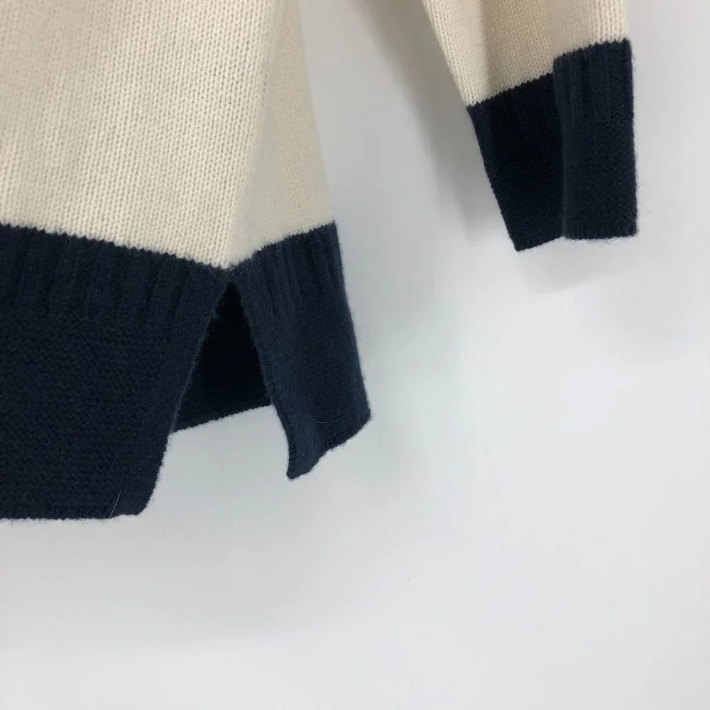 rag & bone White and Navy Funnel Neck Colorblock Sweater - Picture 11 of 16